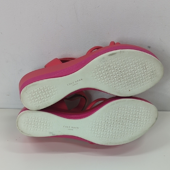 New Cole Haan Womens GA Addison Flatform Wedge Pink Platform Sandals Size 9 - Picture 11 of 13